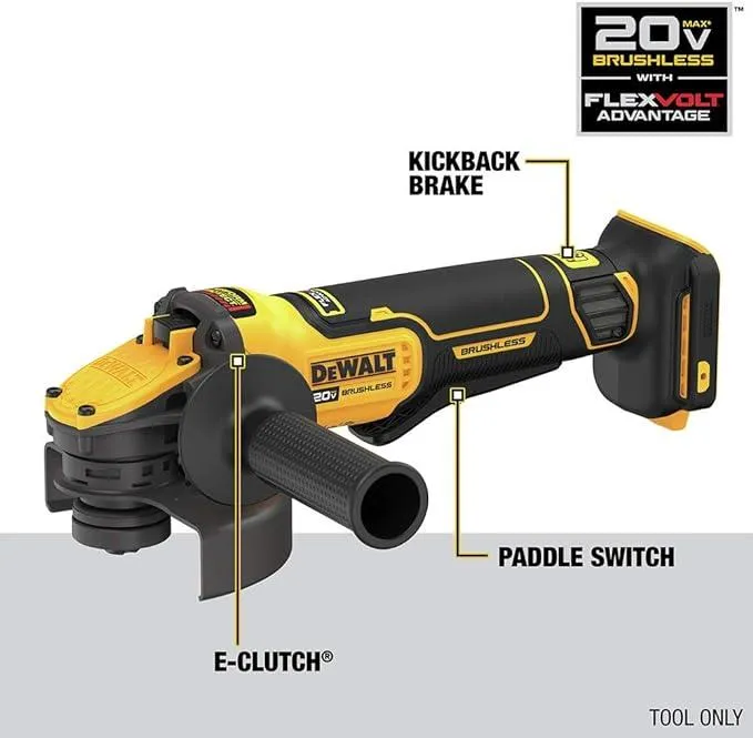 DEWALT FLEXVOLT ADVANTAGE 20V MAX* Angle Grinder, Paddle Switch, 4-1/2-Inch to 5-Inch, Tool Only