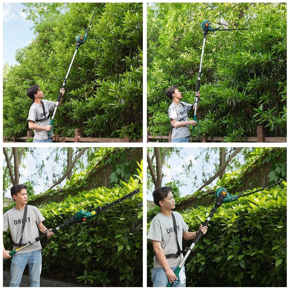 DOEWORKS Corded 2 in 1 Multi-Angle Cutting Telescopic Electric Hedge Trimmer on Pole, 18" Dual Steel Blade