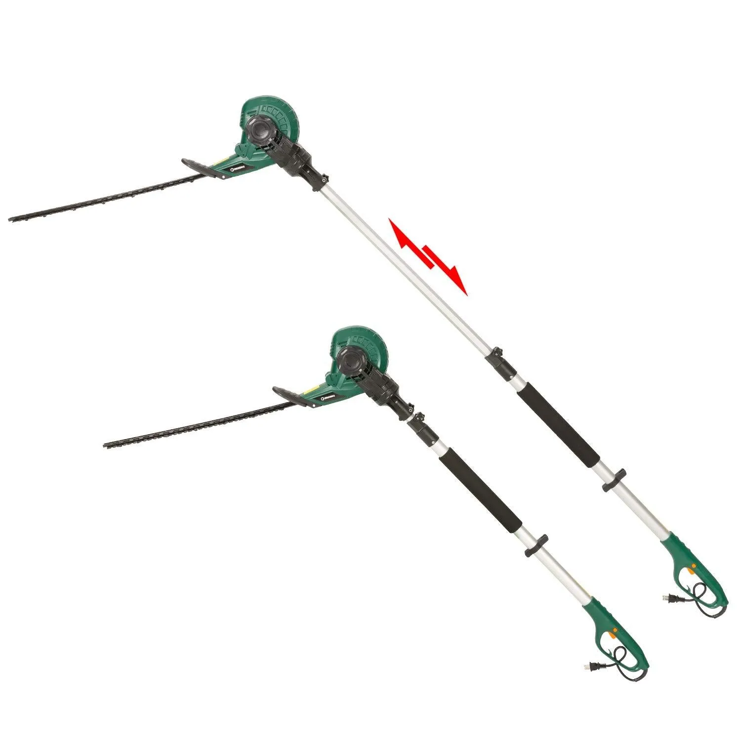 DOEWORKS Corded 2 in 1 Multi-Angle Cutting Telescopic Electric Hedge Trimmer on Pole, 18" Dual Steel Blade