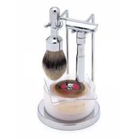 DOVO Merkur Futur 4-Piece Classic Wet-Shaving Set, Polished Chrome Finish