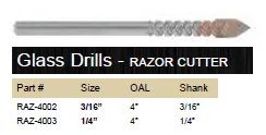 DRILL BIT GLASS RAZOR CUTTER