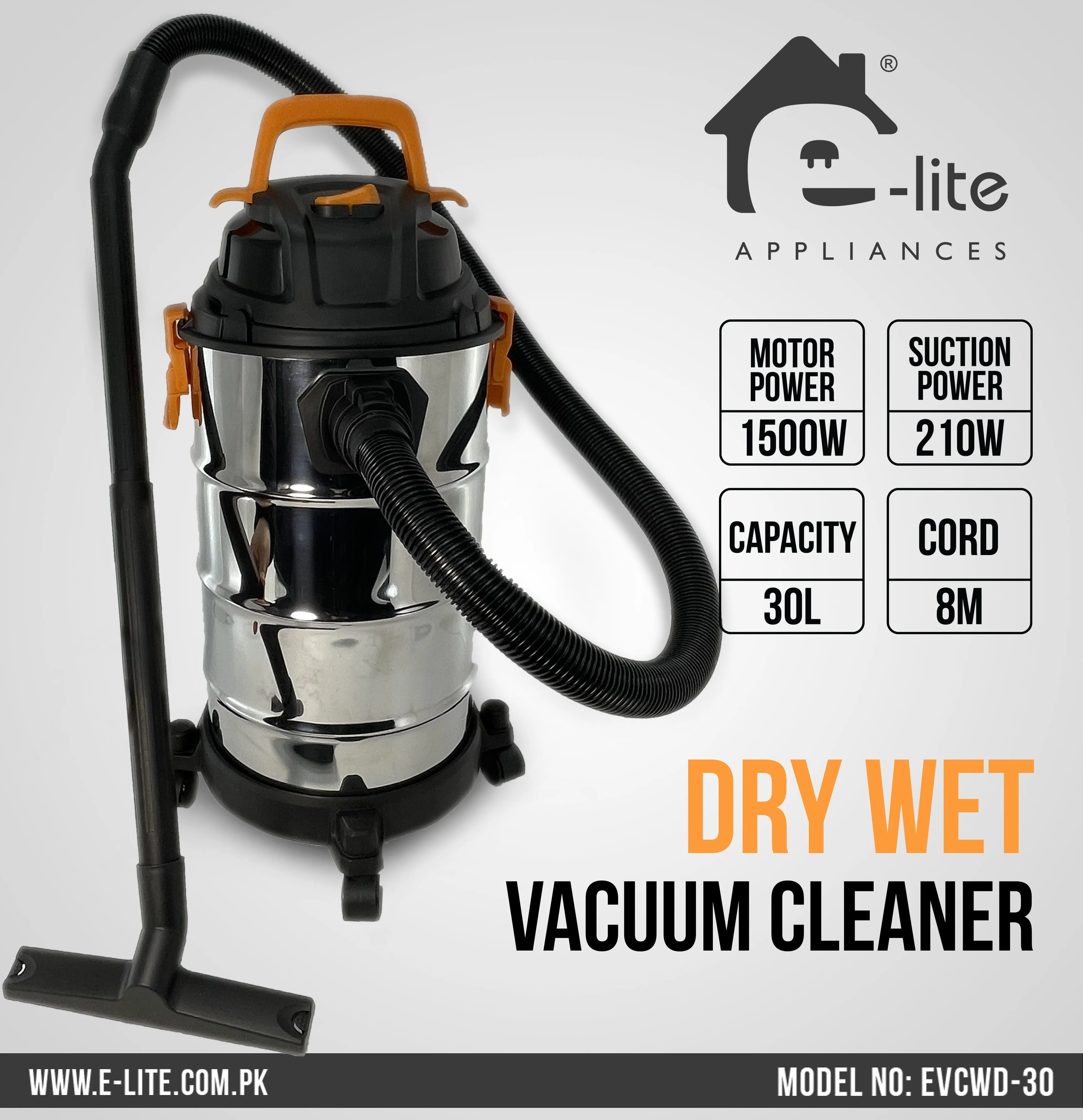 E-Lite Vacuum Cleaner Wet &amp; Dry - EVCWD-30