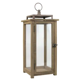 Extra Large Rustic Wood Lantern - 18 Inch Hurricane Candle Lantern