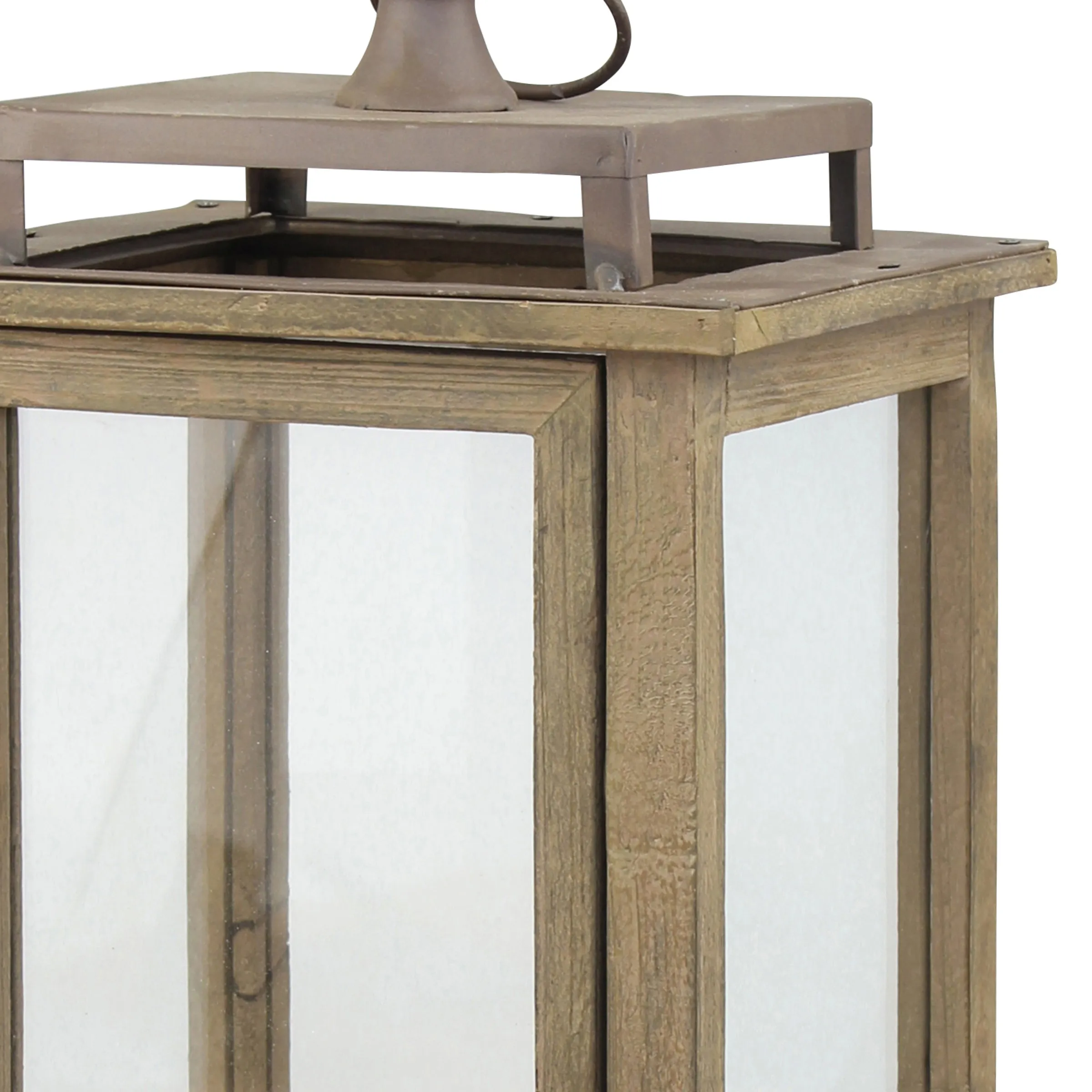 Extra Large Rustic Wood Lantern - 18 Inch Hurricane Candle Lantern