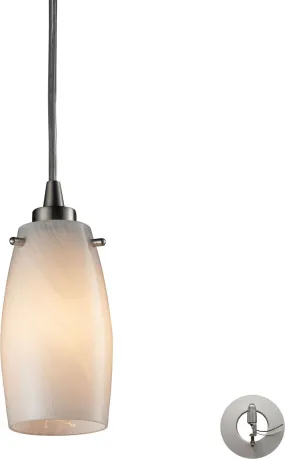 Favelita 1 Light Pendant In Satin Nickel and Cocoa Glass - Includes Recessed Lighting Kit