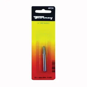 Forney 60124 Burr, 1/4 in Dia Cutting, 1/4 in Shank, Tree Radius Shank, Tungsten Carbide Cutting Edge