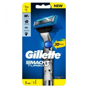 Gillette Mach3 Turbo Razor 1 Handle   2 Cartridges