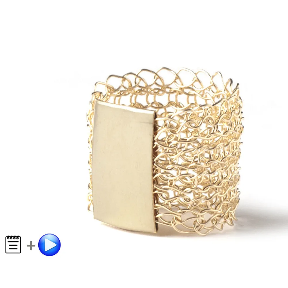 Gold Stamp Ring - Recipe - Partial wire crochet pattern