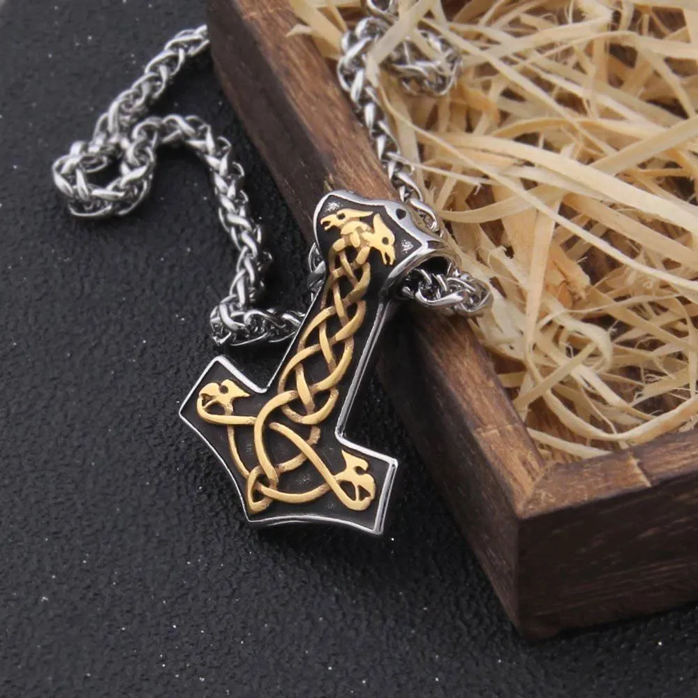 Golden Knot Thor's Hammer - Stainless Steel