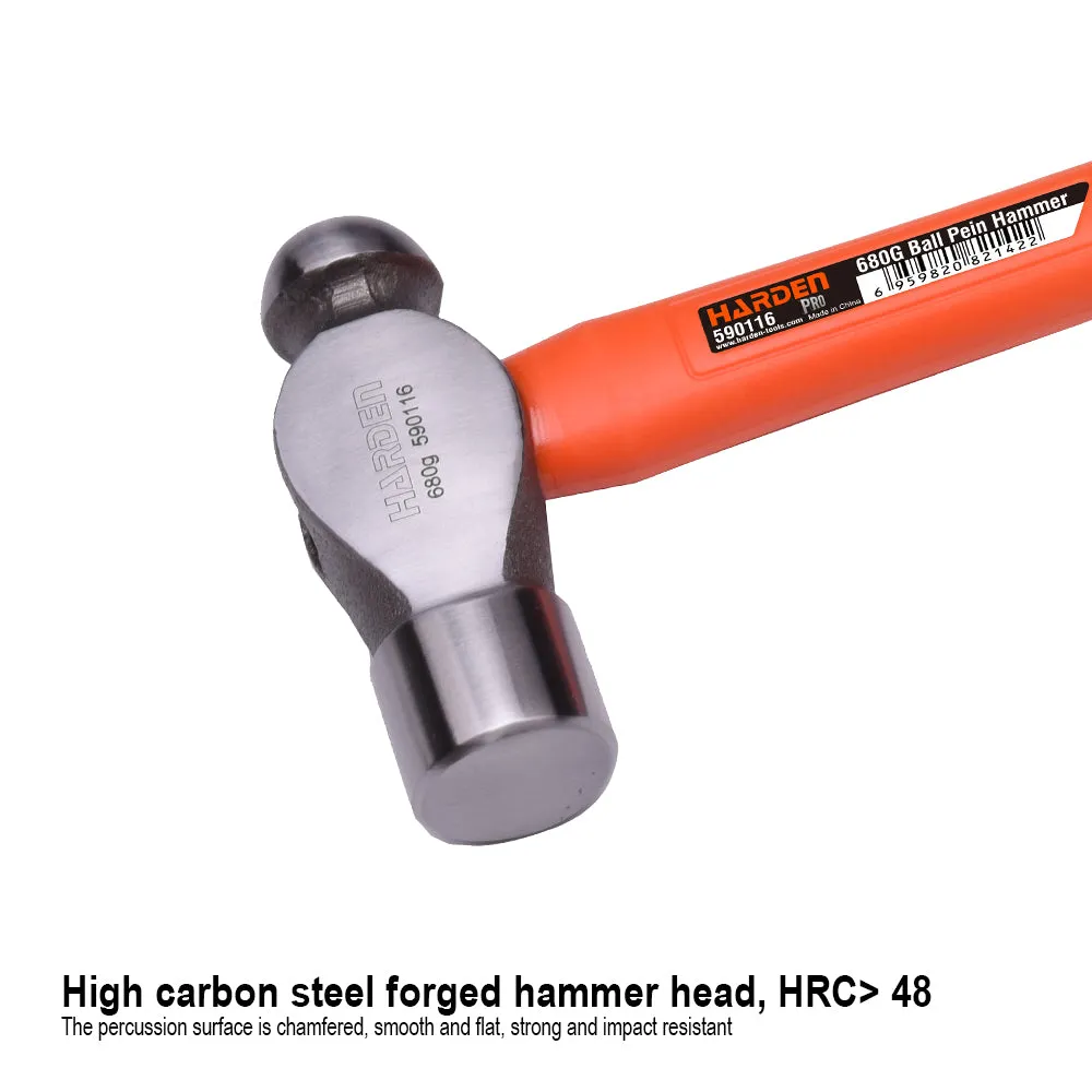 Harden Ball Pein Hammer with Fiberglass Handle 0.91kg