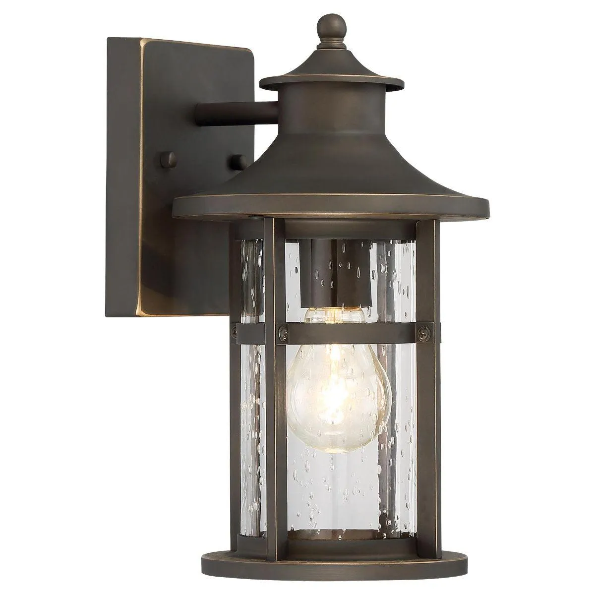 Highland Ridge 12 in. Outdoor Wall Lantern Oil Rubbed Bronze & Gold Finish