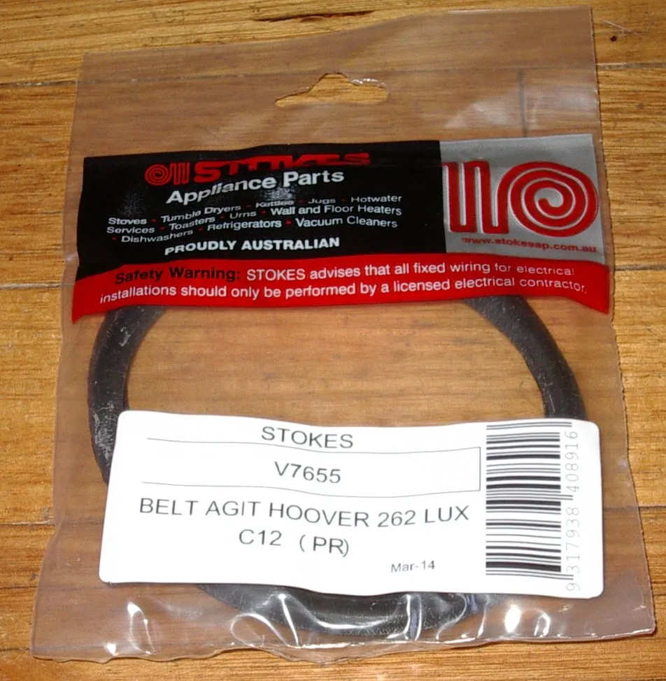 Hoover 262, Electrolux C12 Agitator Belt (Pkt 2) - Part # V7655