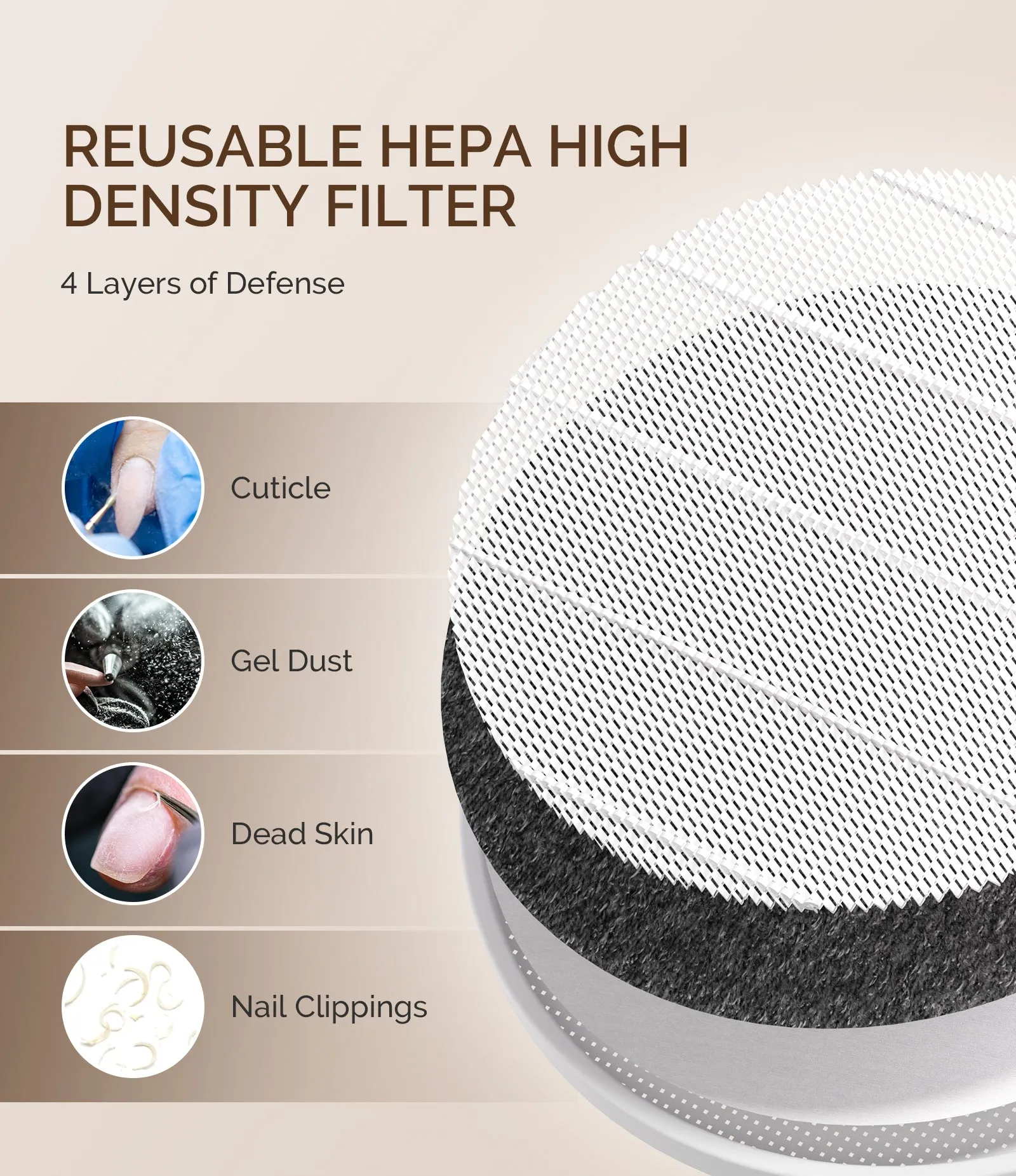 HPro Nail Dust Collector - White