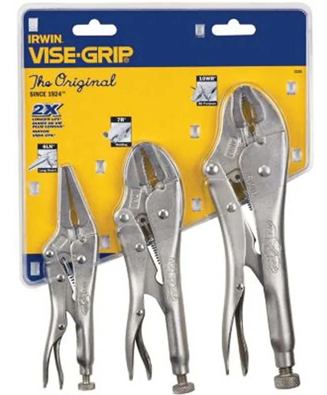 Irwin 323S Locking Pliers Set, 3-Piece, Alloy Steel, Silver :SET: QUANTITY: 1