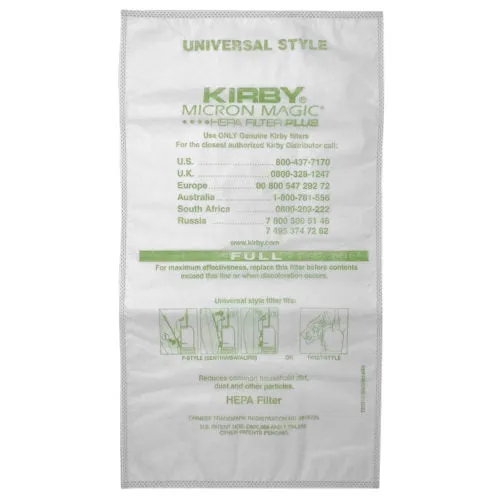 Kirby MicroAllergen Plus HEPA Filter Bags For Avalir & Older (2 Pack) Part # 205814