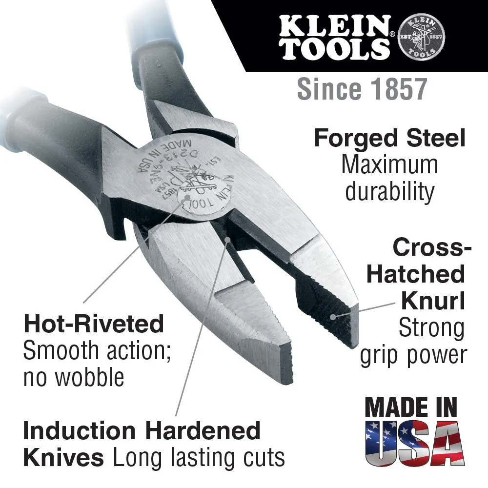 Klein Lineman's Pliers 9-Inch New England Nose Pliers - D213-9NE