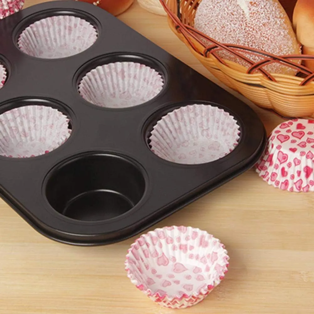 Kuber Industries 6 Slots Non-Stick Cup Cake Tray|Cup Cake Mould for Baking|Idol for Muffin, Small Cake-Pack of 6 (Black)