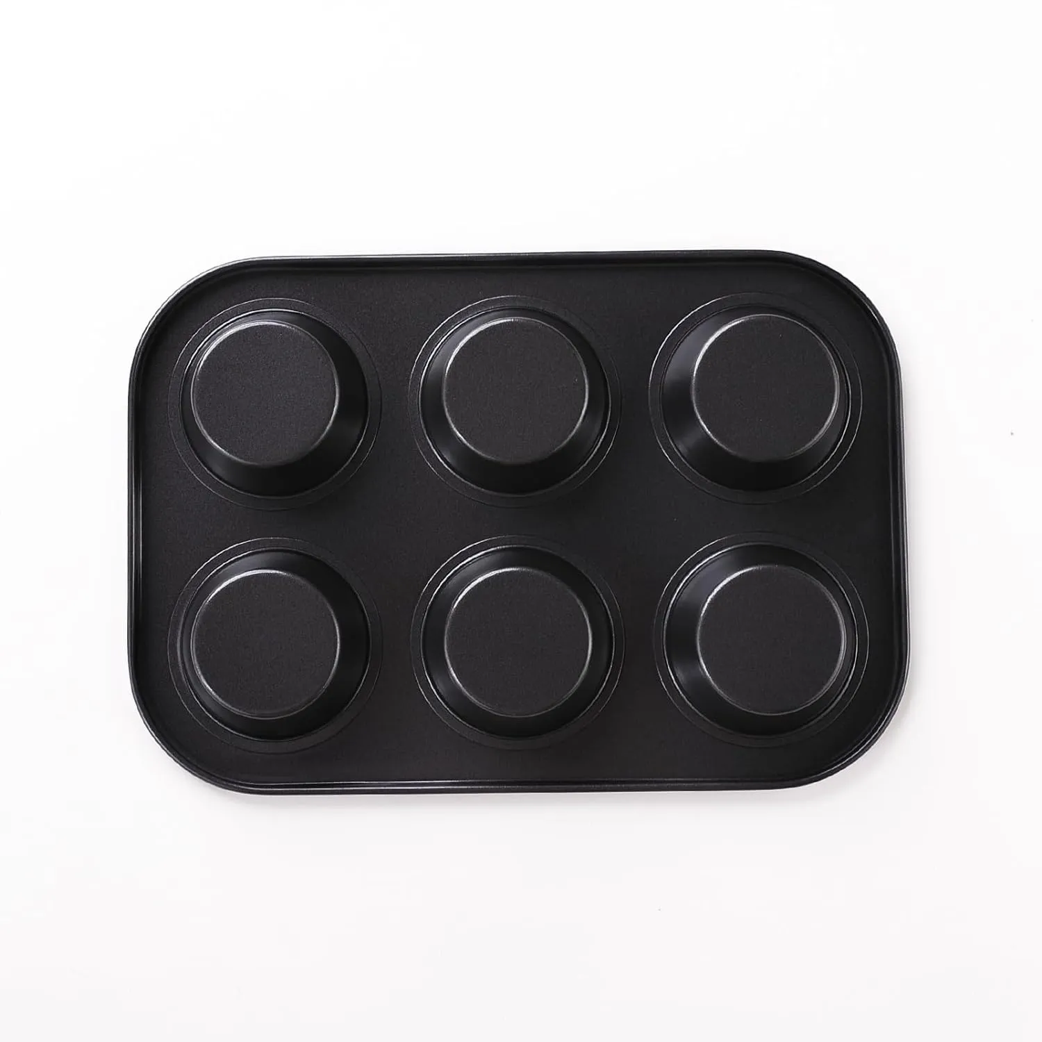 Kuber Industries 6 Slots Non-Stick Cup Cake Tray|Cup Cake Mould for Baking|Idol for Muffin, Small Cake-Pack of 6 (Black)