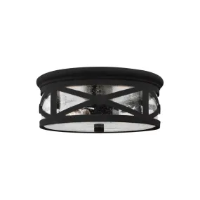 Lakeview 13 In. 2 Lights Outdoor Flush Mount Black finish