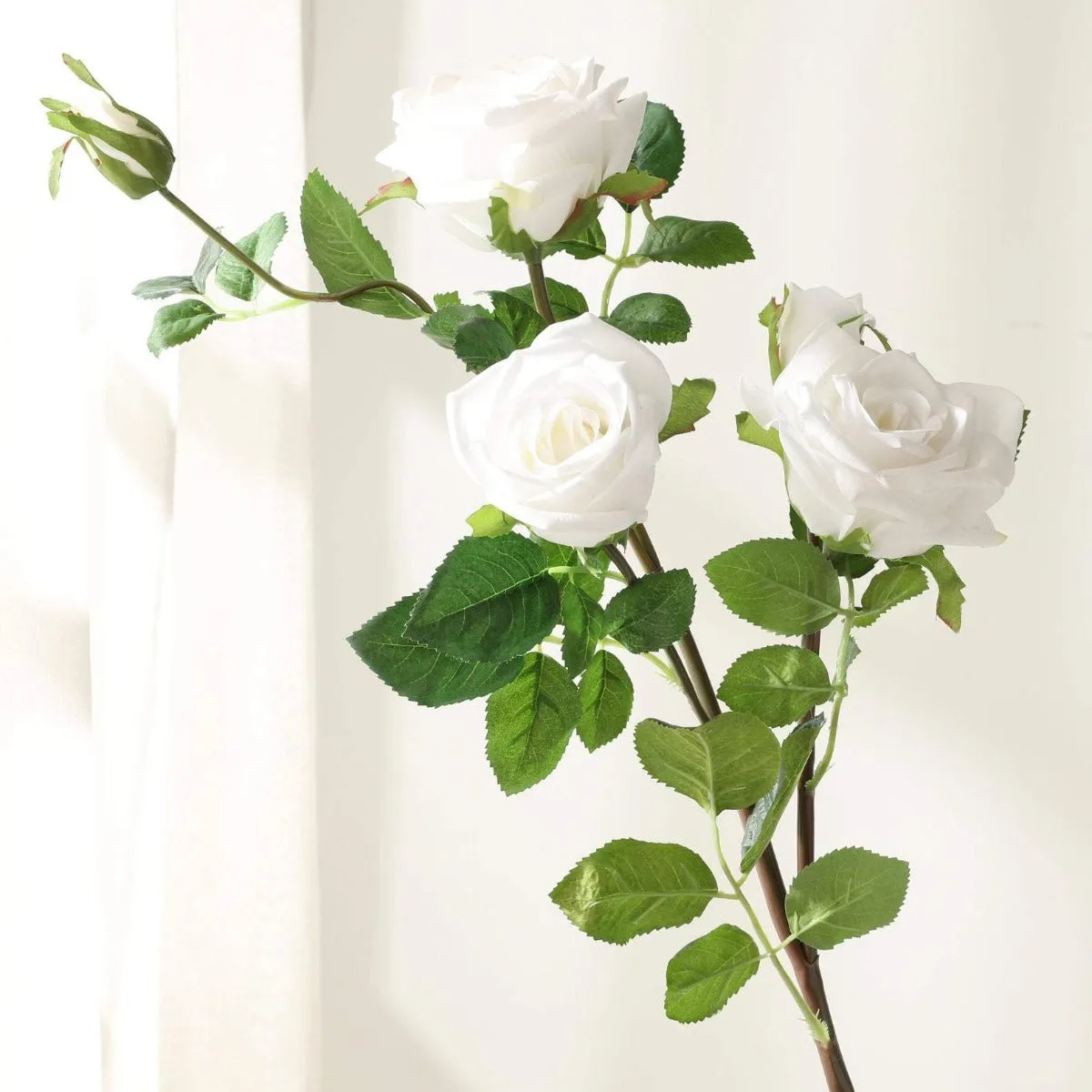 Large Blooms Natural Touch White Roses 35 Inches