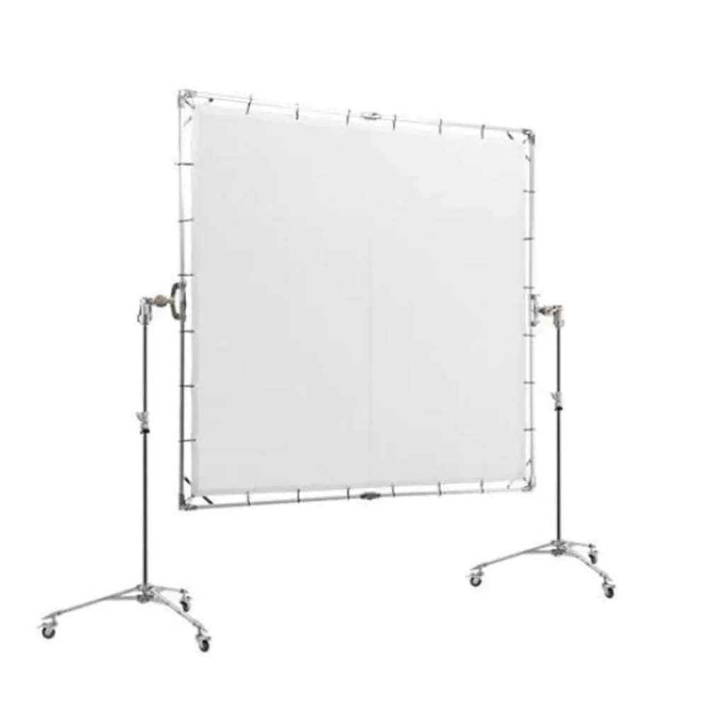 Large Overhead Fold Away 'Sun Scrim' Diffuser With Butterfly Frame & Wheel Stands (240cm x 240cm)