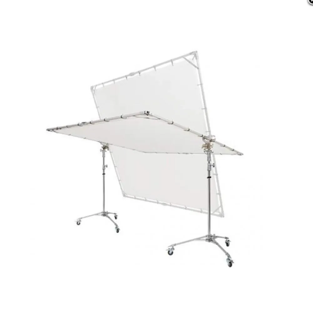 Large Overhead Fold Away 'Sun Scrim' Diffuser With Butterfly Frame & Wheel Stands (240cm x 240cm)