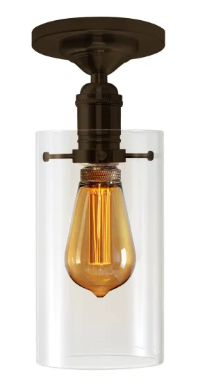 LED Ceiling Mount from the Retro Cylinder Collection in Bronze Finish by Stone Lighting