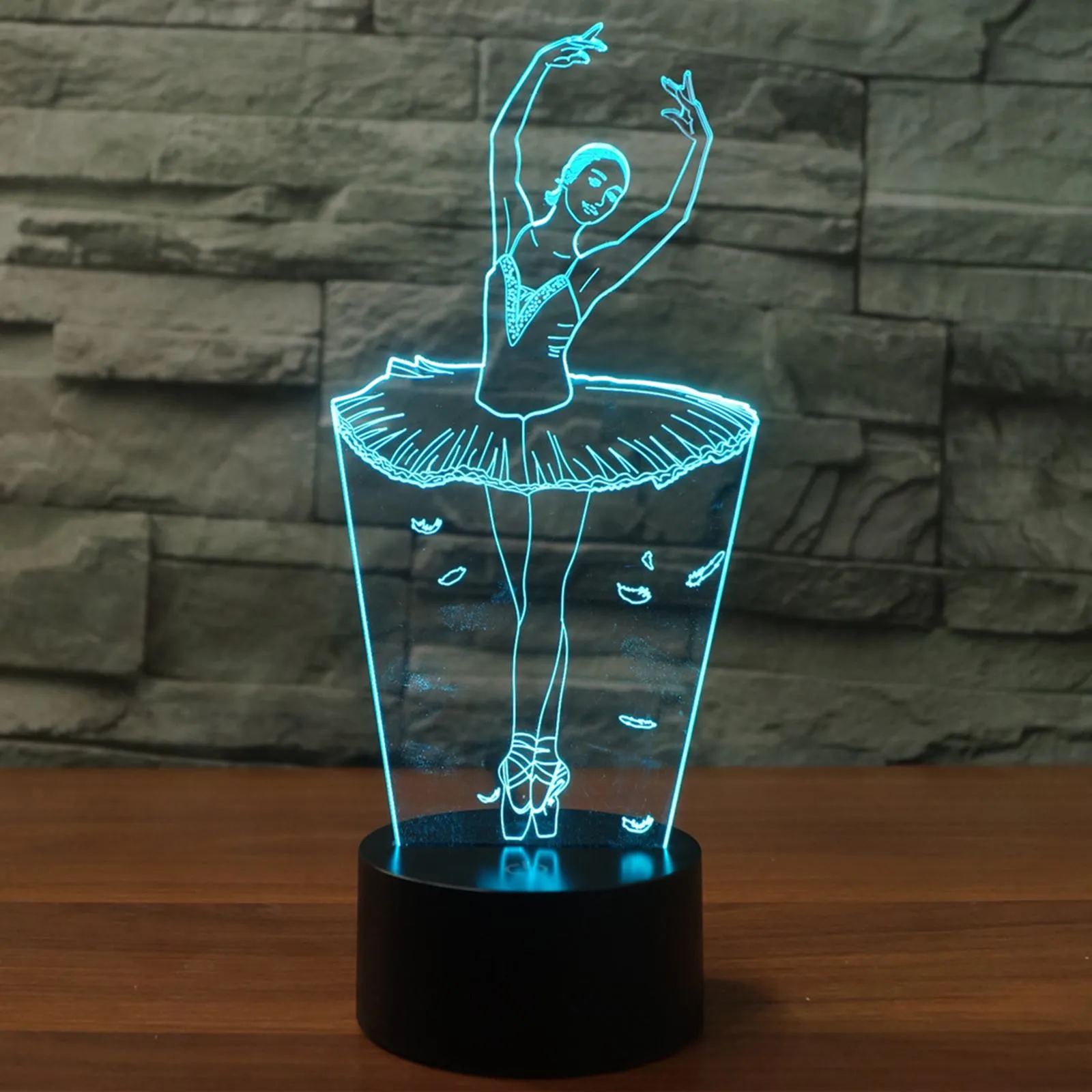 LED Night Light Ballet Dance 3D Optical Lamp Bedside Table Lamps Bedroom