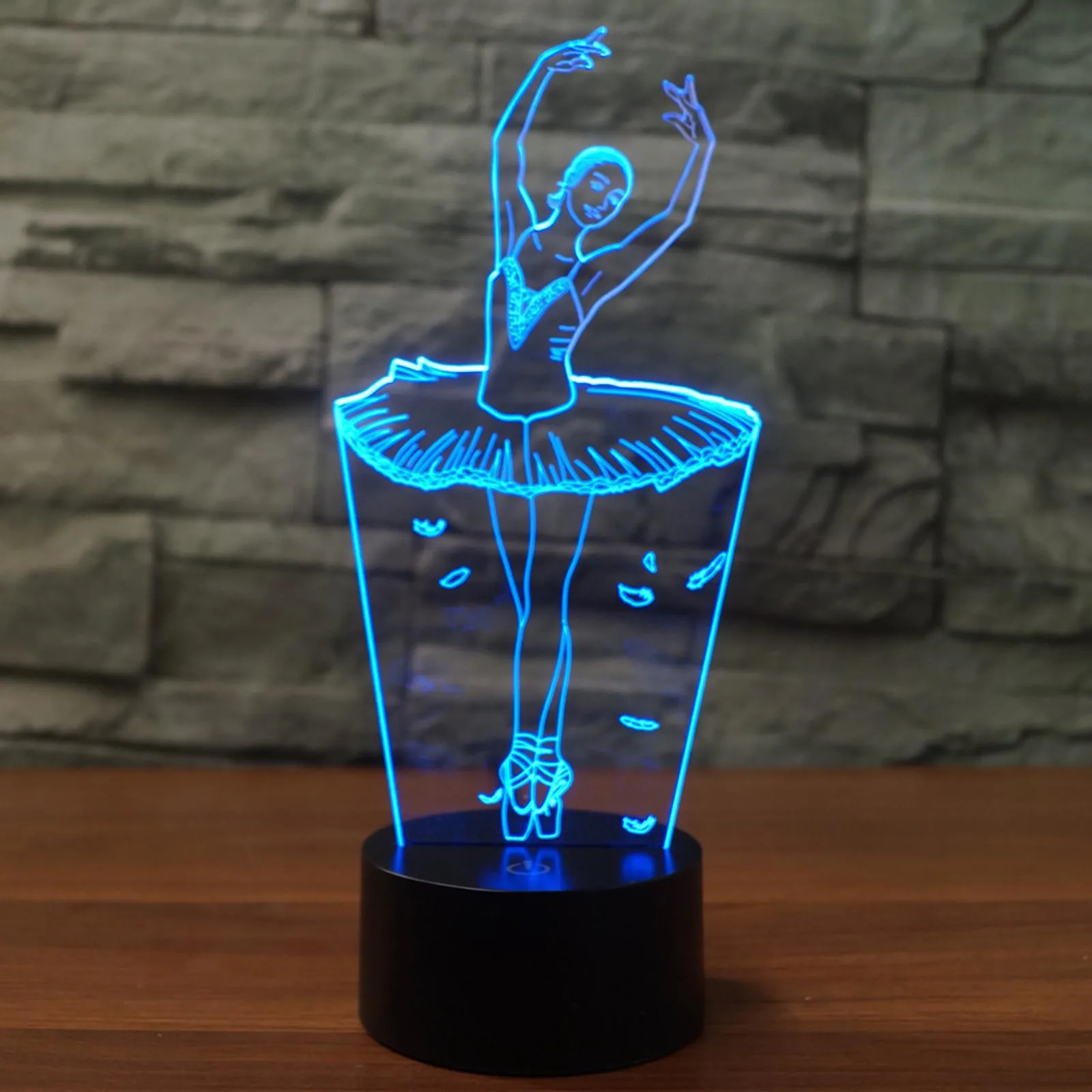 LED Night Light Ballet Dance 3D Optical Lamp Bedside Table Lamps Bedroom