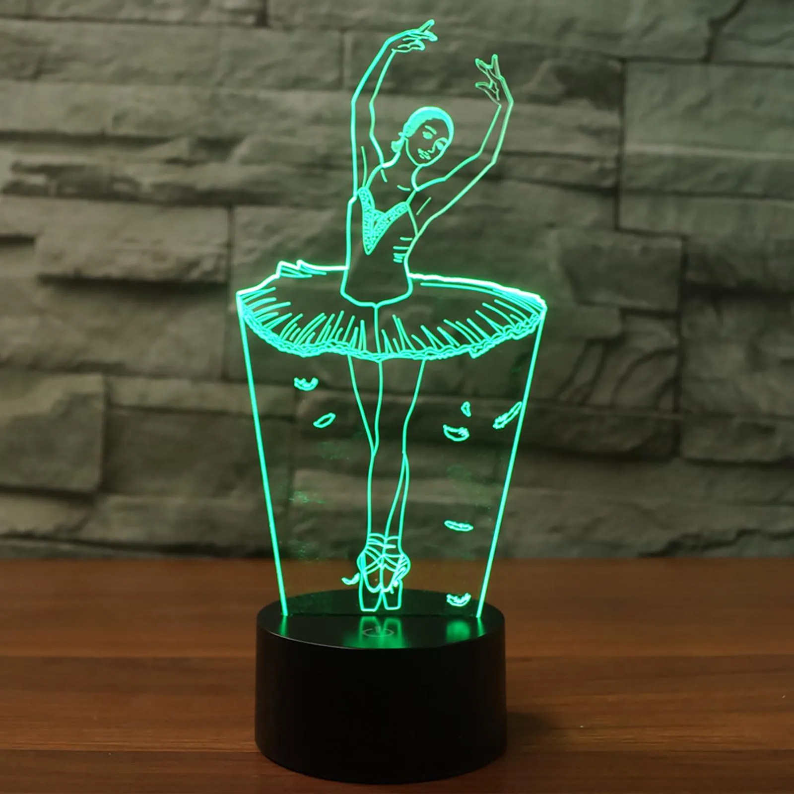 LED Night Light Ballet Dance 3D Optical Lamp Bedside Table Lamps Bedroom