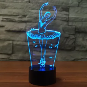 LED Night Light Ballet Dance 3D Optical Lamp Bedside Table Lamps Bedroom