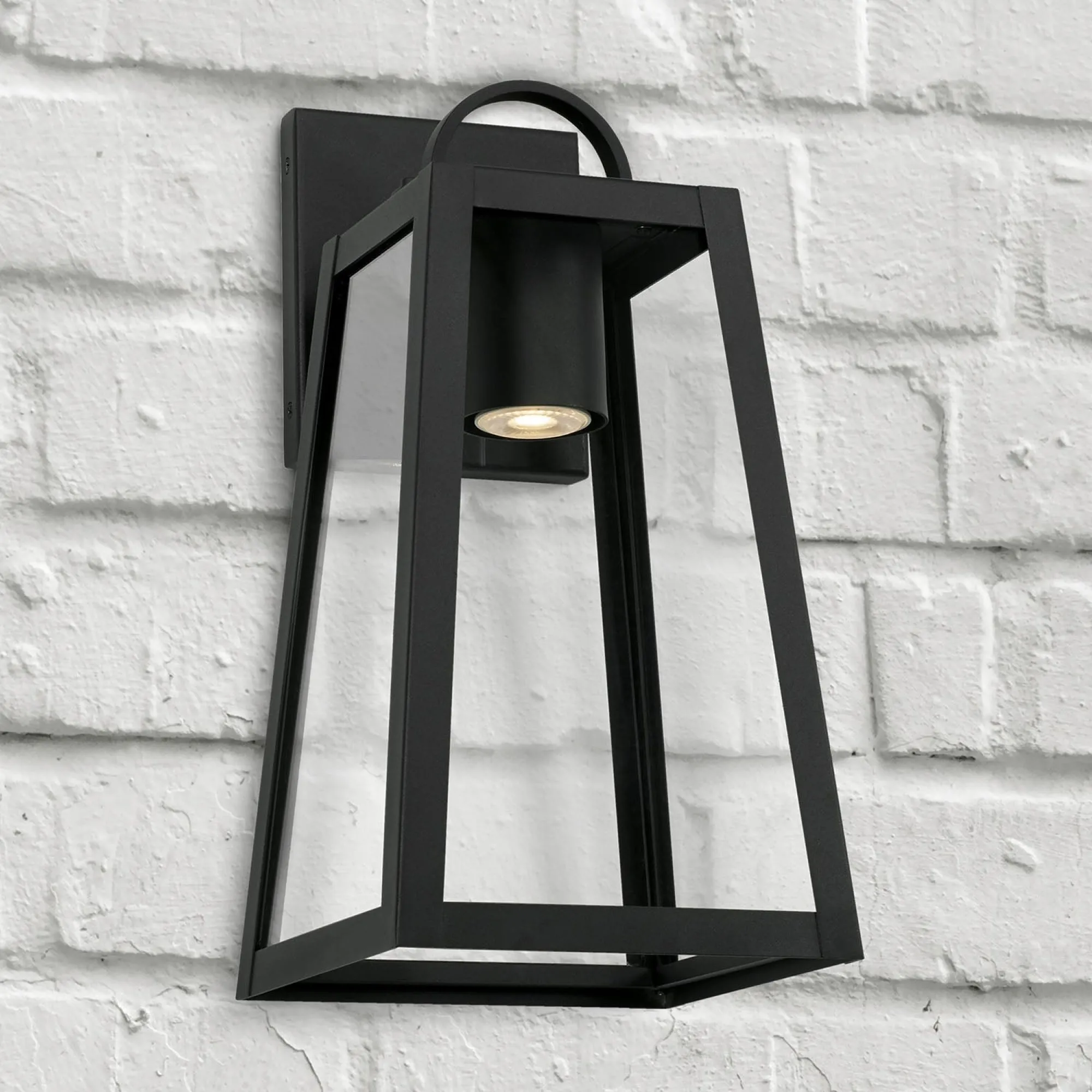 Leighton - 1 Light Coastal Outdoor Wall Lantern - Night Sky - 16" - Black