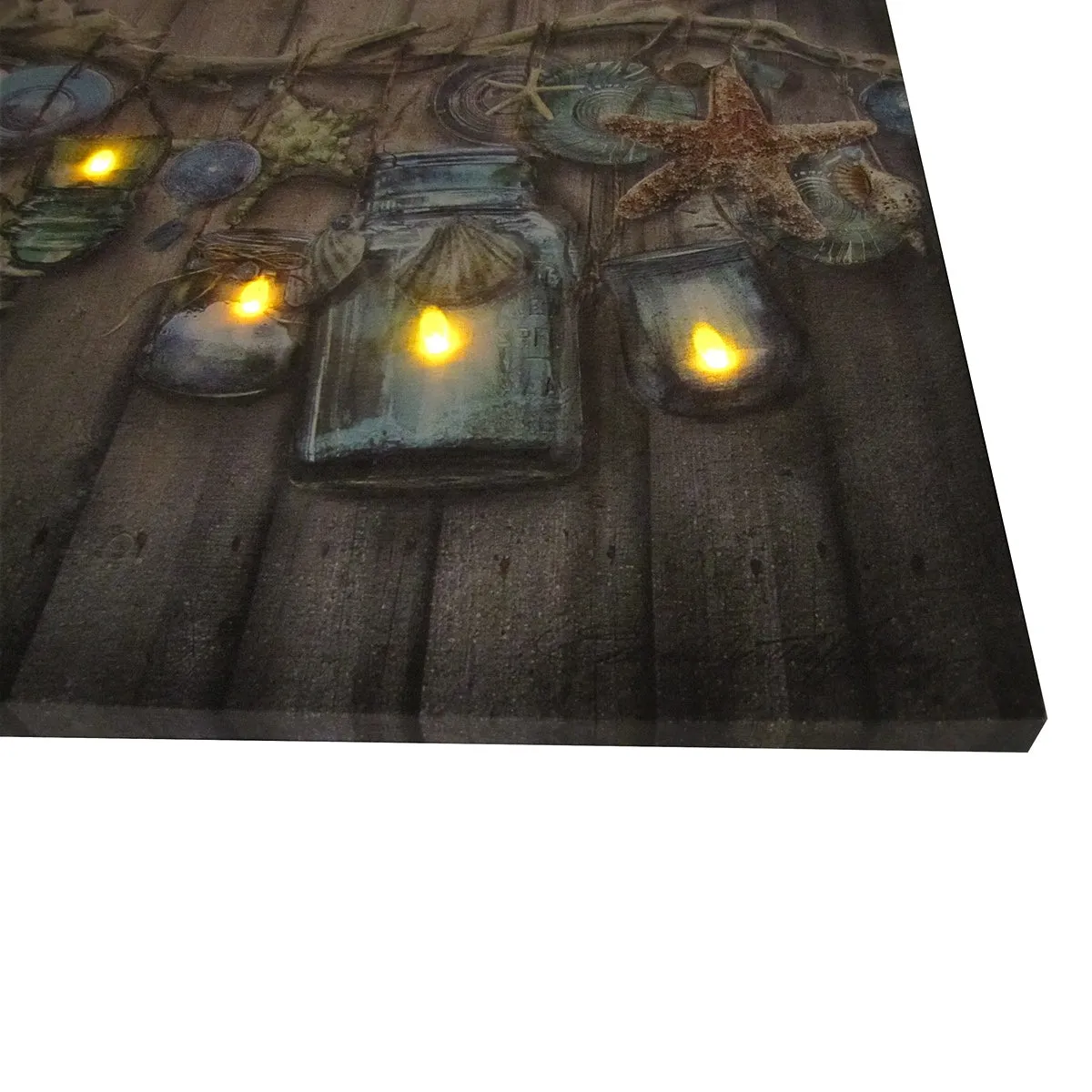 Lighted Canvas Picture Flicker Flame Candle Lanterns Home Wall Decor LED Lights