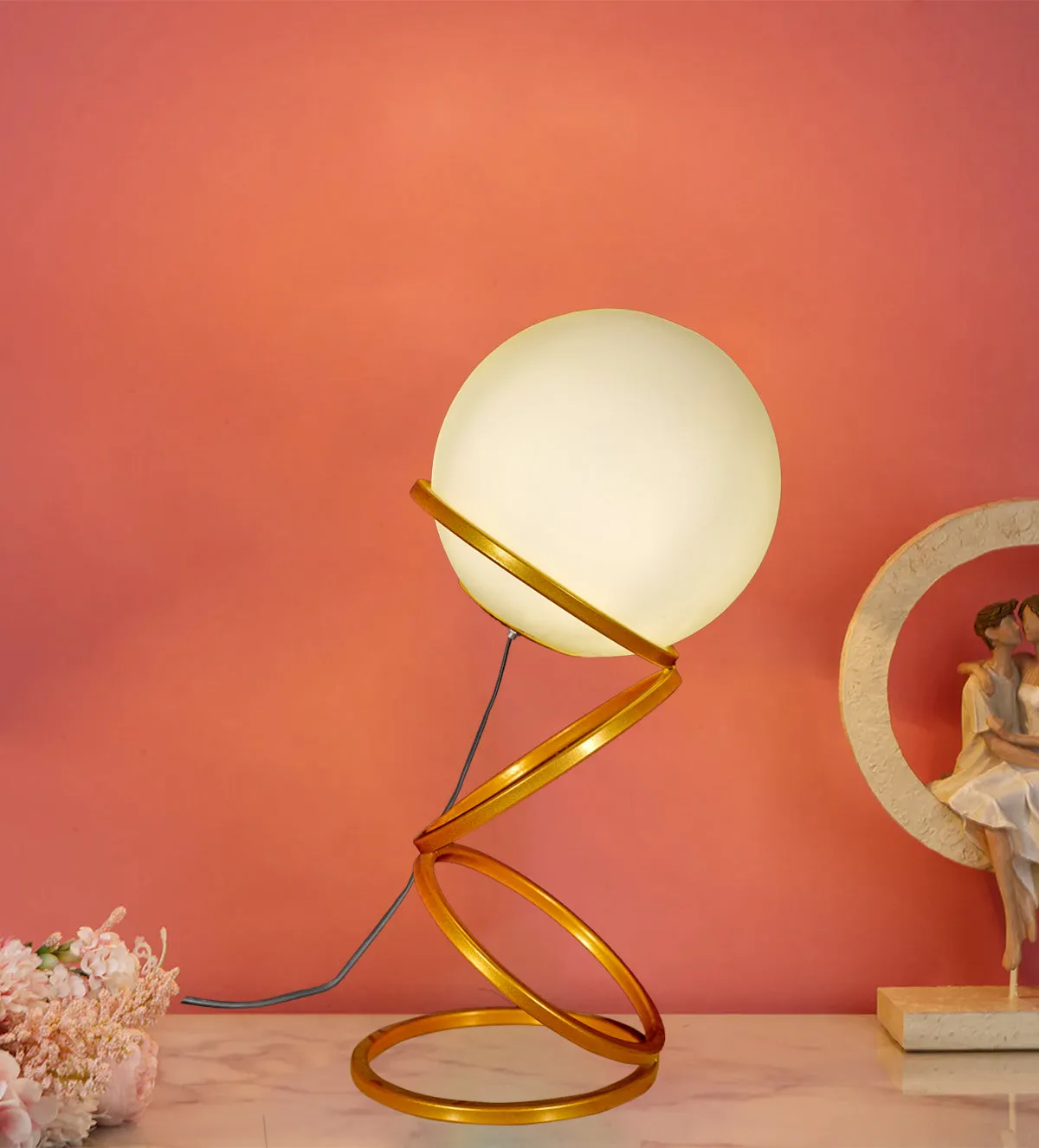 Luna Glow: Modern Milky Glass LED Table Lamp