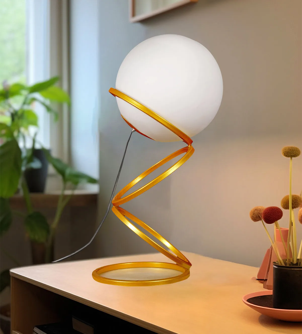 Luna Glow: Modern Milky Glass LED Table Lamp