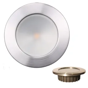 Lunasea Gen3 Warm White, RGBW Full Color 3.5* IP65 Recessed Light w/Brushed Stainless Steel Bezel - 12VDC