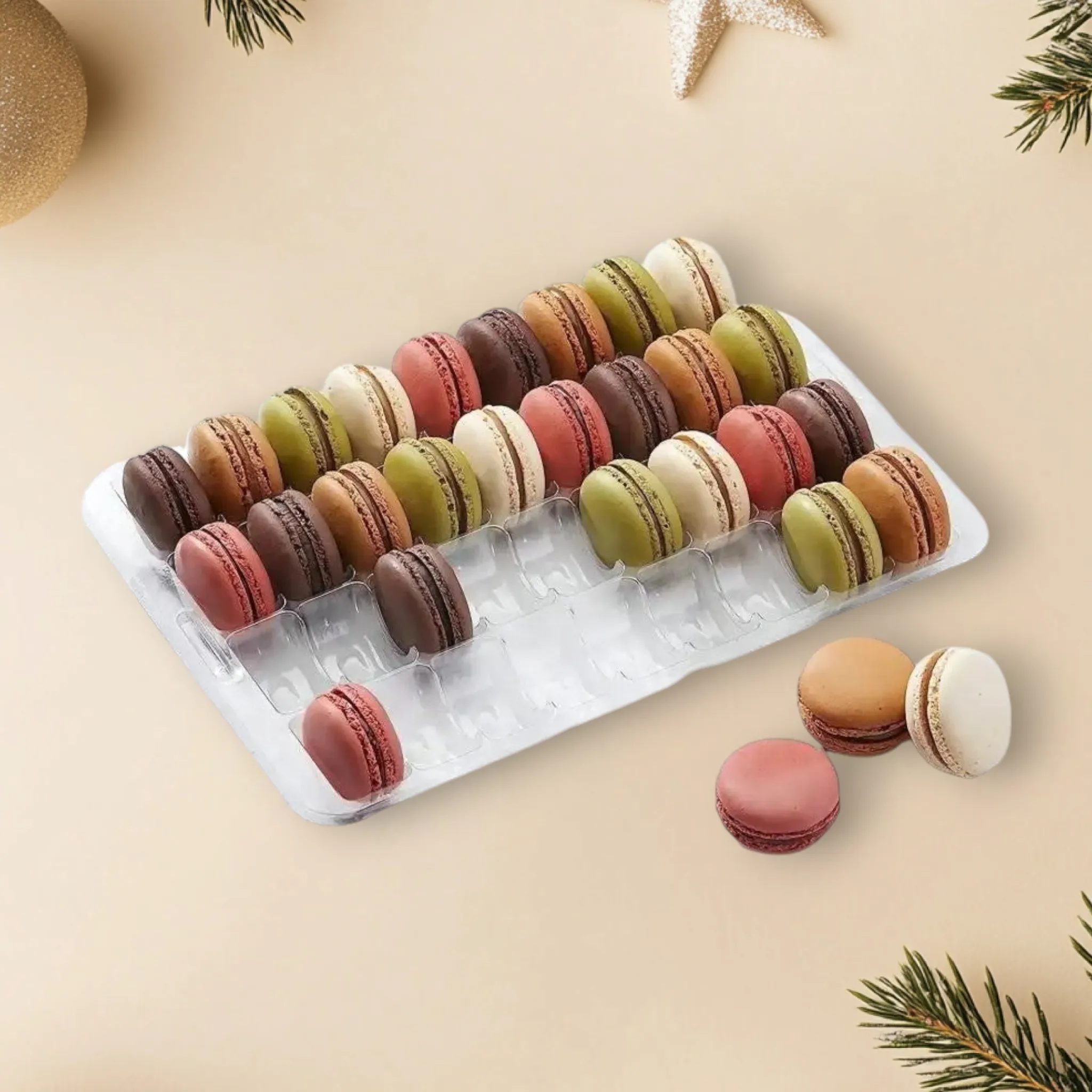 Macaron Display PET Container Tray 26.5x22.2cm fits 35