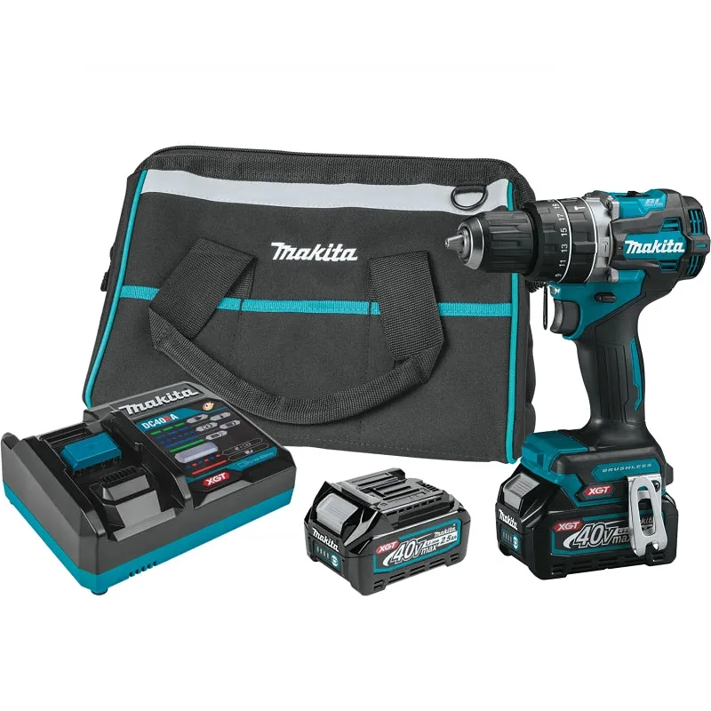 Makita XGT GPH02D Hammer Driver Drill Kit, Battery Included, 40 V, 2.5 Ah, 1/2 in Chuck, Keyless Chuck, 1/EA :EA: QUANTITY: 1