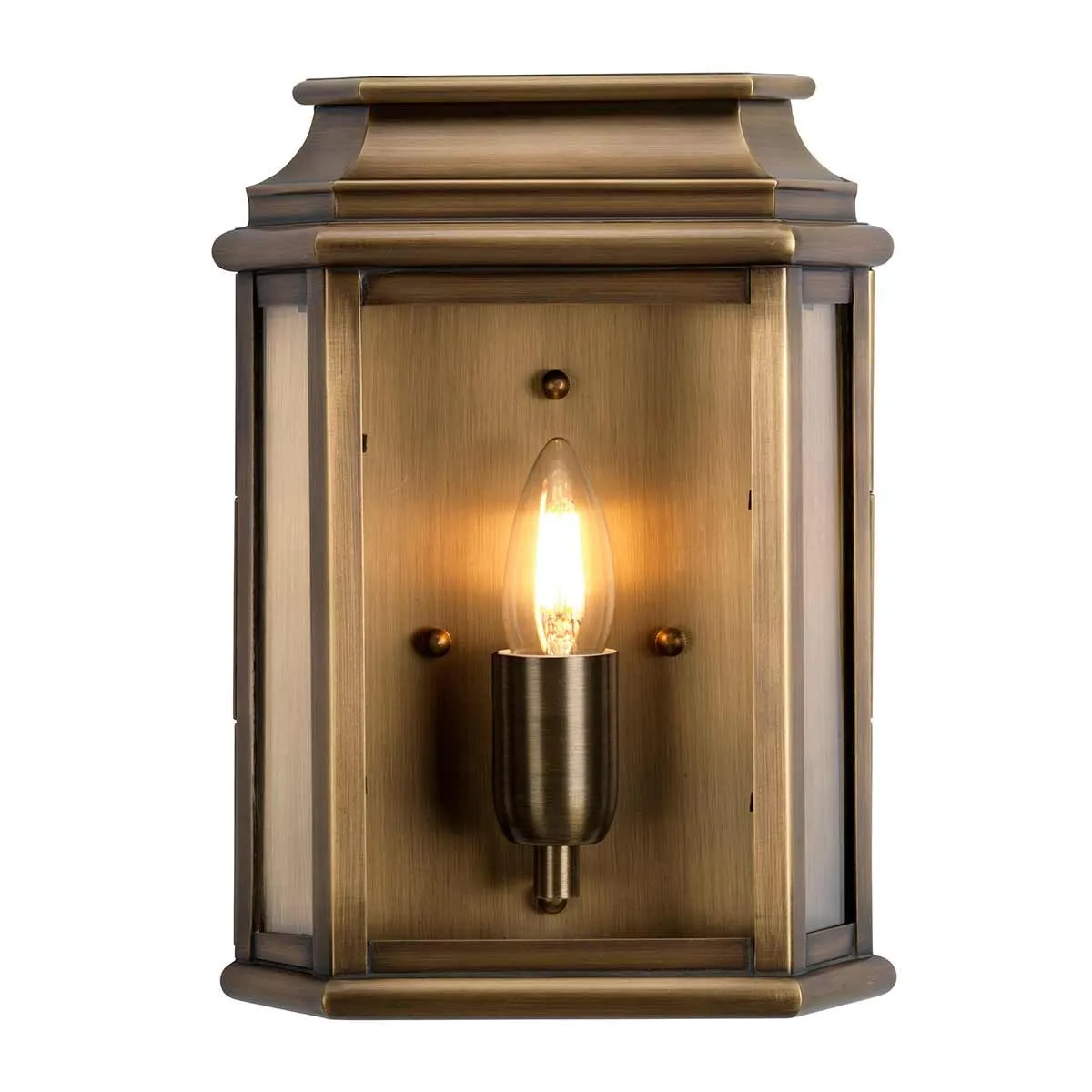 MAR Solid Brass 1 Light Outdoor Wall Lantern in Aged Brass - ID 13382