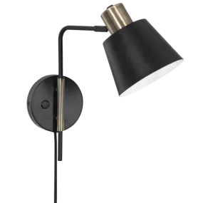 Matte Black and Brass Wall Light