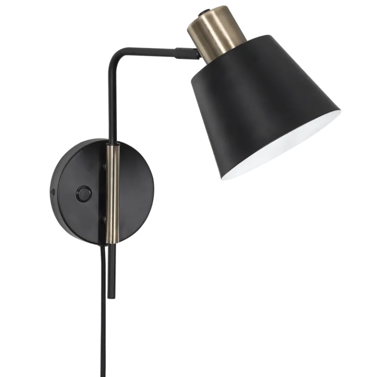 Matte Black and Brass Wall Light