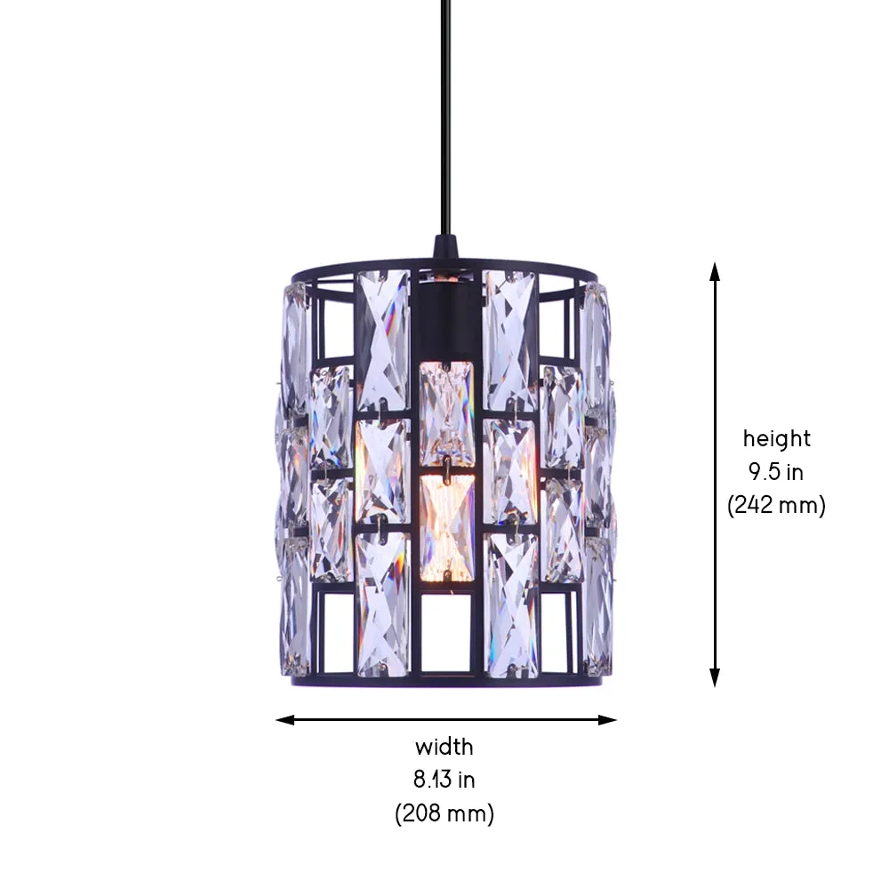 Matte Black Modern Crystal Cylinder Instant Pendant Recessed Can Conversion Kit