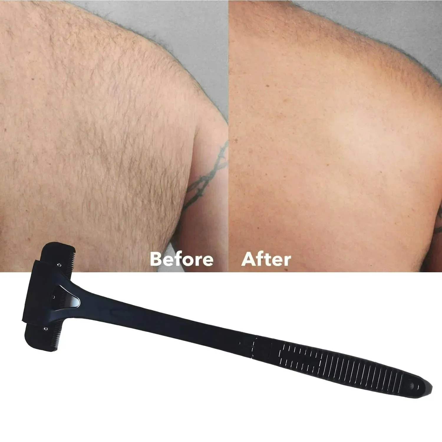 Men Back Shaver - Hair Shaver Three Head Blade Foldable Trimmer Body Leg Long Handle Removal