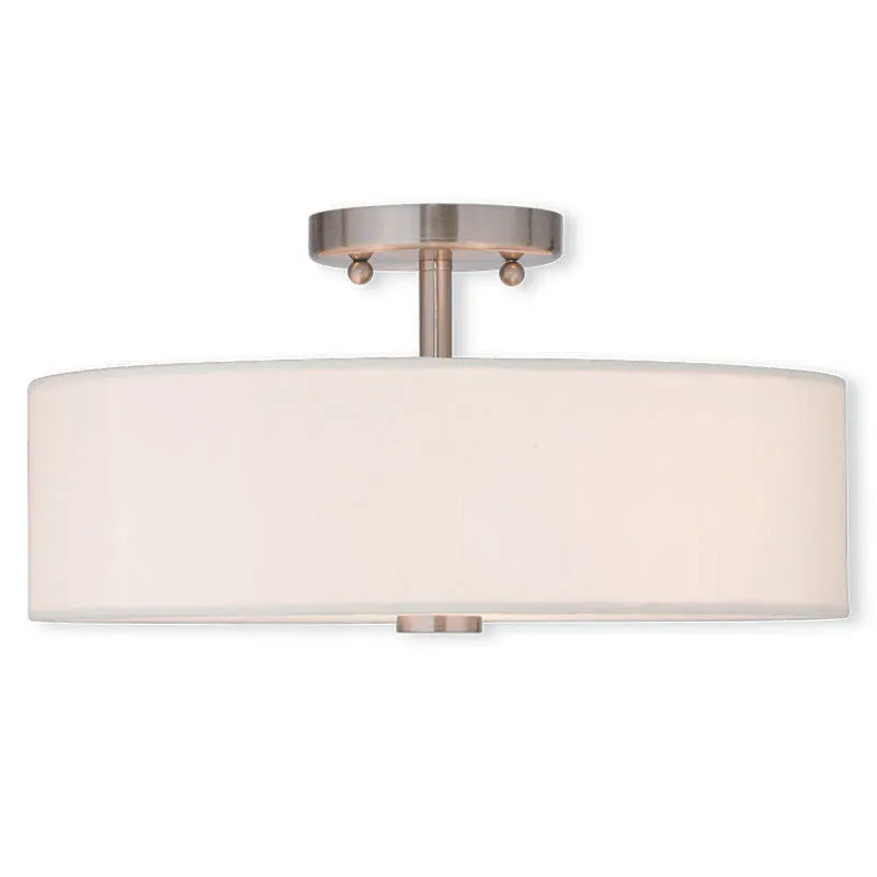 MERIDIAN 3 LIGHT CEILING MOUNT, BRUSHED NICKEL