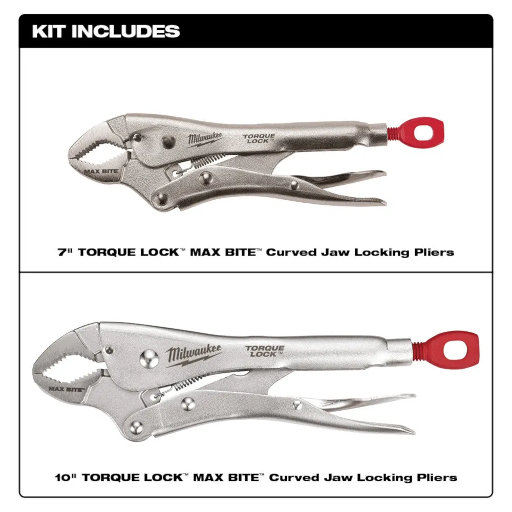 Milwaukee 48-22-3702 2 PC TORQUE LOCK MAXBITE Locking Pliers Set