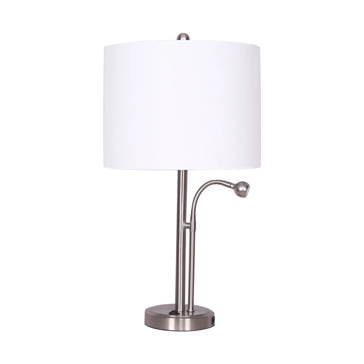 Modern Brushed Steel 2-in-1 Table Lamp w/ LED Light