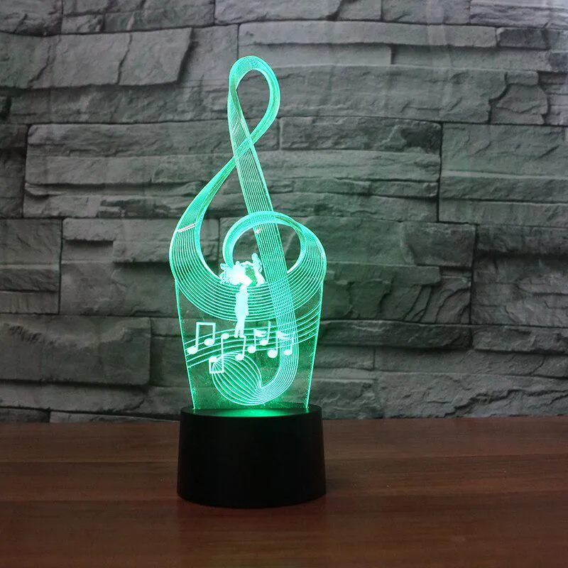 Music Notation Lamp 3D Night Light Kids Toy LED 3D Touch Table Lamp 7 Colors LED Light For Christmas