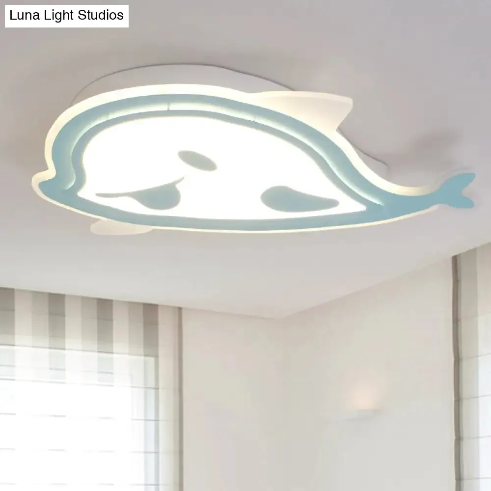 Naughty Dolphin" Acrylic LED Flush Mount Light - Perfect for Girls' Bedroom