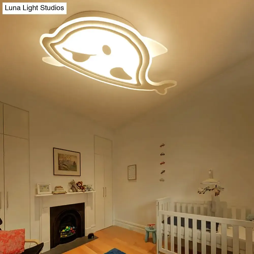 Naughty Dolphin" Acrylic LED Flush Mount Light - Perfect for Girls' Bedroom