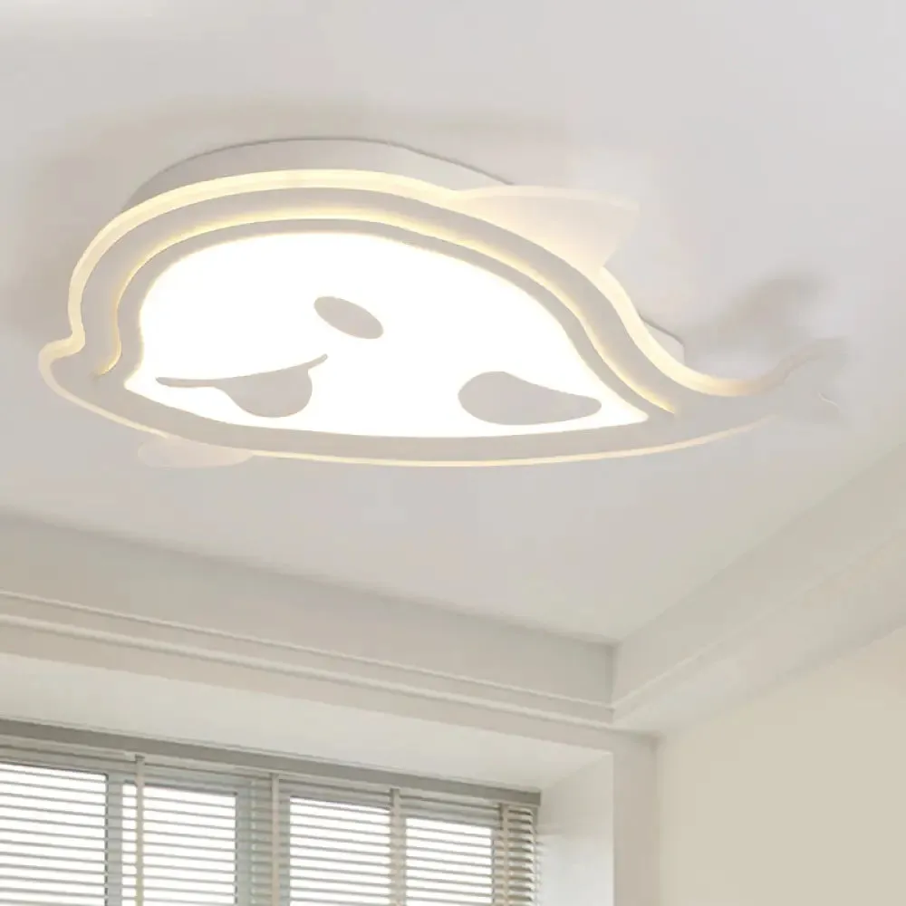 Naughty Dolphin" Acrylic LED Flush Mount Light - Perfect for Girls' Bedroom